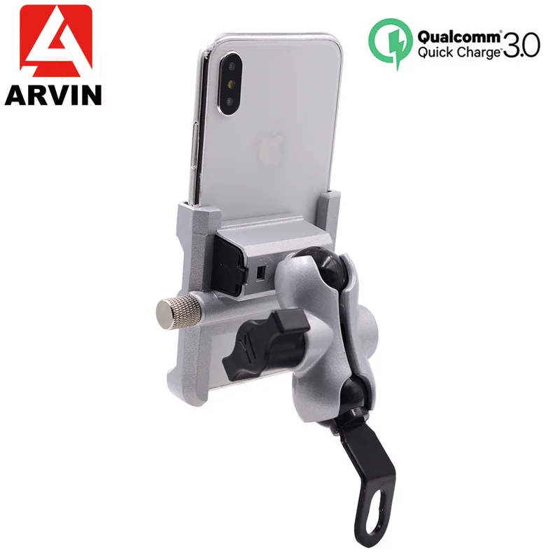 Алюминиевый держатель для телефона мотоцикла QC3.0 quick charge Moto Руль заднего вида кронштейн Подставка для 4-6,5 дюймов крепление для мобильного телефона