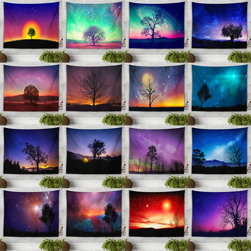 

Landscape Tapestry Tree Under The Moonlight Series Printed Tapestry Home Furnishings Holiday Furnishings