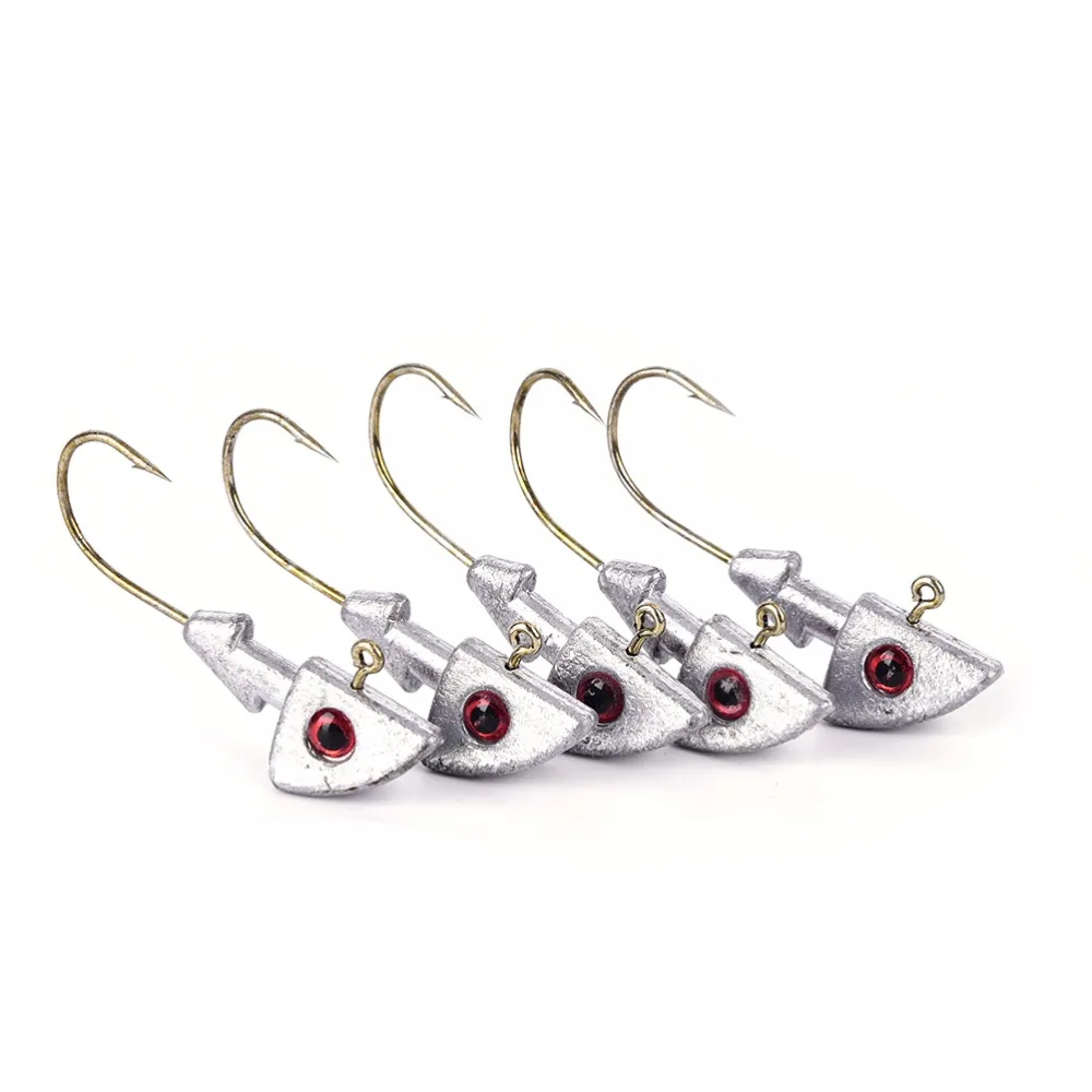 

5Pcs 4g 6g 8g 10g 12g Fish Headed Jigs Hook Fishing Soft Worm Lure Baits Lead Jig Fish Hooks