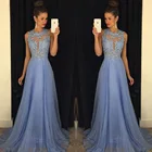 Женское вечернее платье с блестками, Элегантное длинное вечернее платье небесно-голубого цвета без рукавов с кристаллами, специальное платье для выпускного вечера, 2022