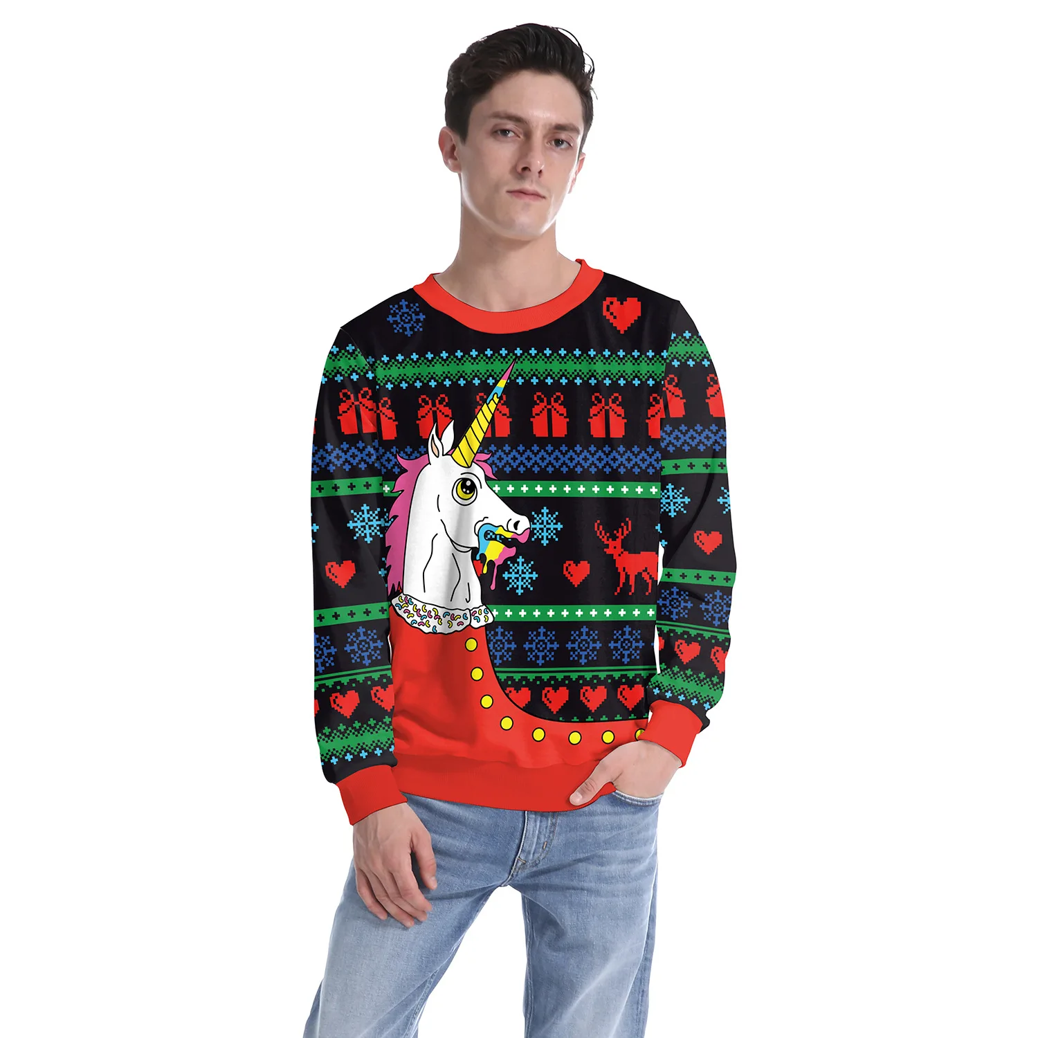 

Ugly Christmas Sweater Men Women Christmas Gifts Snowflake Unicorn Reindeer Holiday Sweaters Jumpers Tops Couple Xmas Sweatshirt