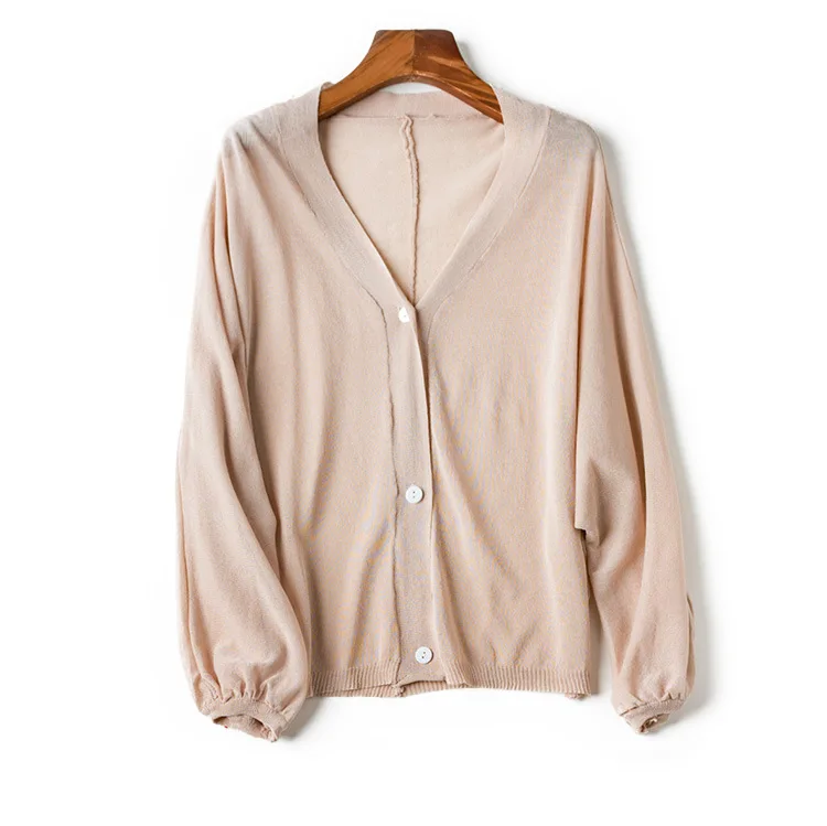 Весенне летний корейский длинный Шелковый вязаный кардиган с рукавами летучая