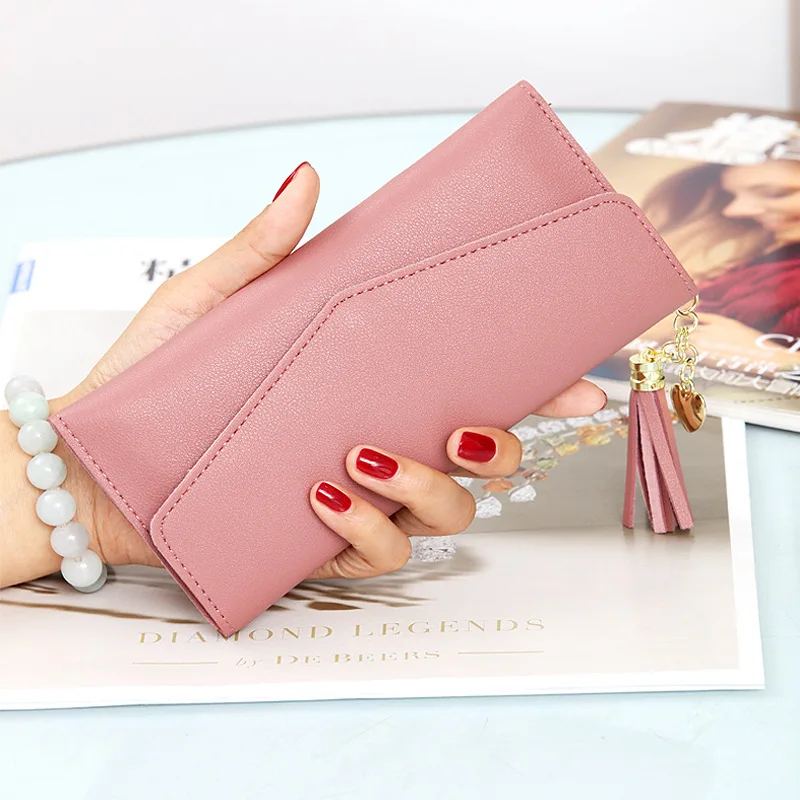 Dark Pink Женский кошелек из искусственной кожи, Женский Длинный кошелек с золотыми полыми листьями, Сумочка для женщин, кошелек для монет, держатель для карт, клатч - Цвет: Dark Pink