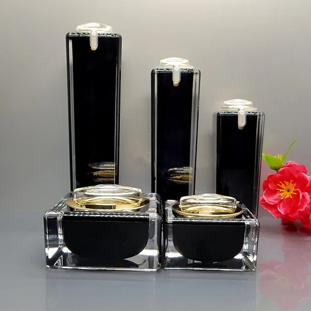 15 г Акриловая банка для крема золотой/черный/жемчужный белый квадратной формы