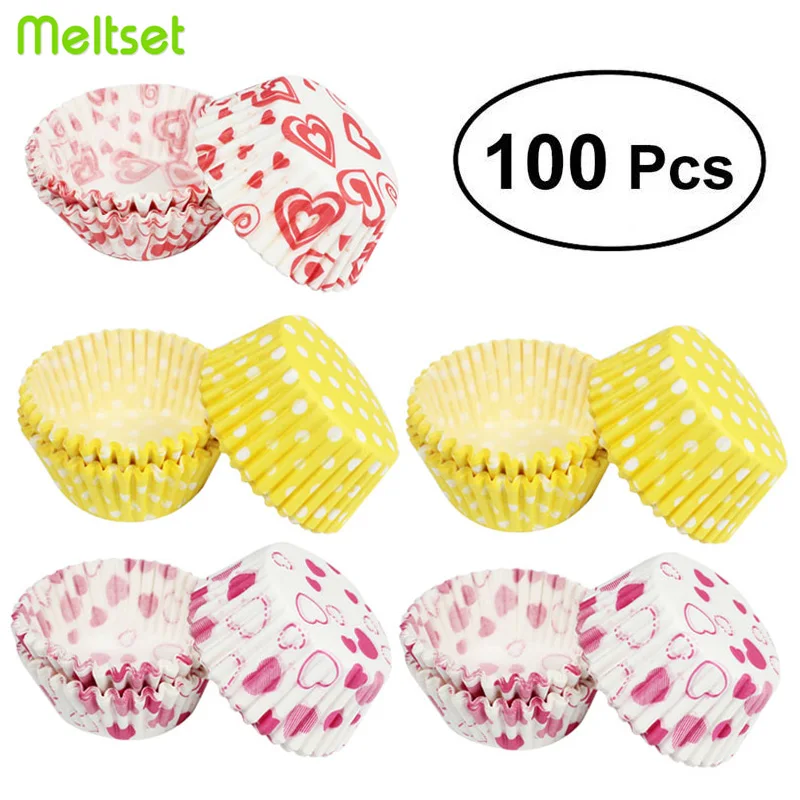 100 шт. бумажные стаканчики для маффинов капкейков подкладки цветная печать форма