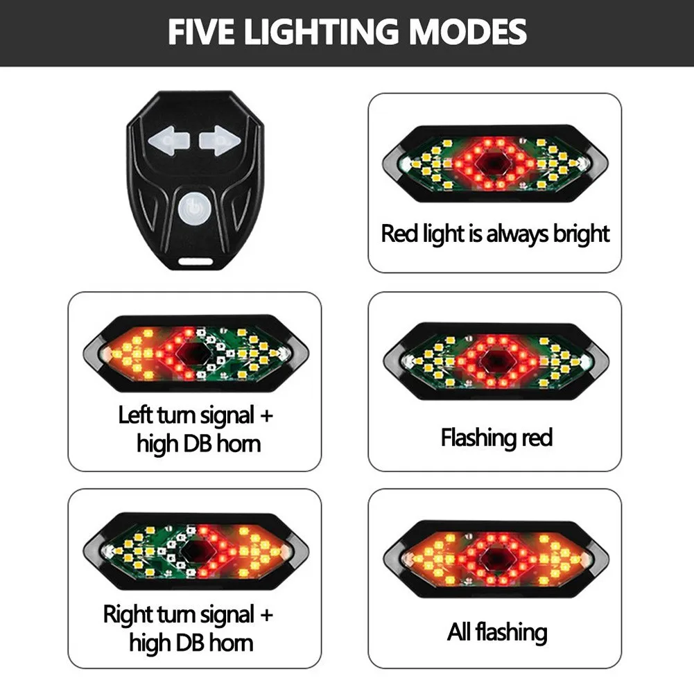 

Convenient Bike Steering Tail Light Diversified Easy To Operate Wireless Remote