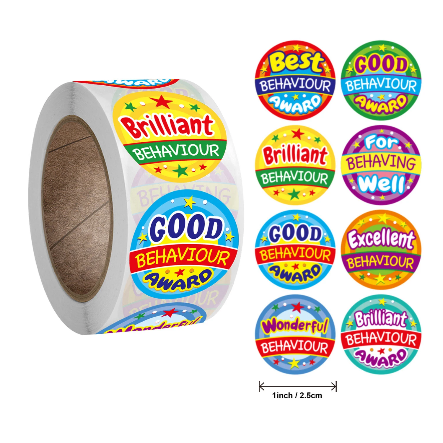 

50-500pcs 1inch Behaviour Award Cute Reward Sticker for Kids Word Motivational Stickers for School Teacher Stationery Stickers