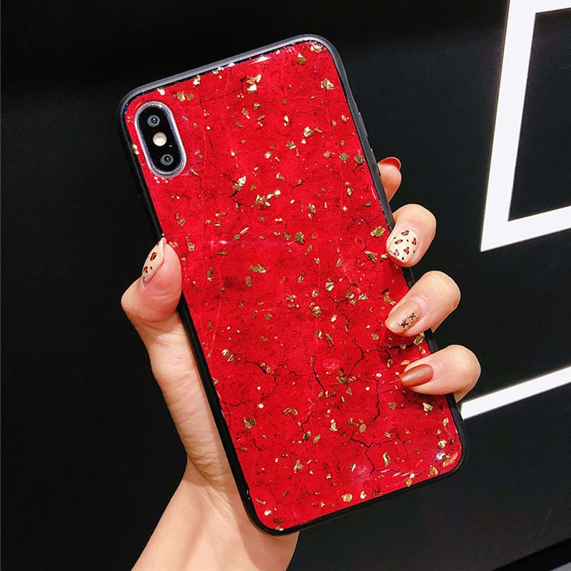 marble red Милый чехол для iPhone 6 S 6 S 7 8 Plus 8 Plus 7Plus X XS силиконовый чехол 3D Единорог Лошадь Кролик Ститч Кот мультфильм мягкий чехол для телефона - Цвет: marble red