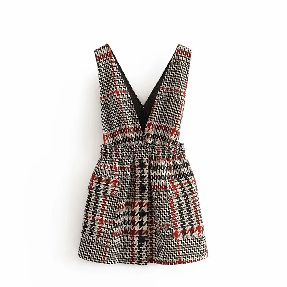 Женское осеннее Новое платье без рукавов с глубоким v образным вырезом