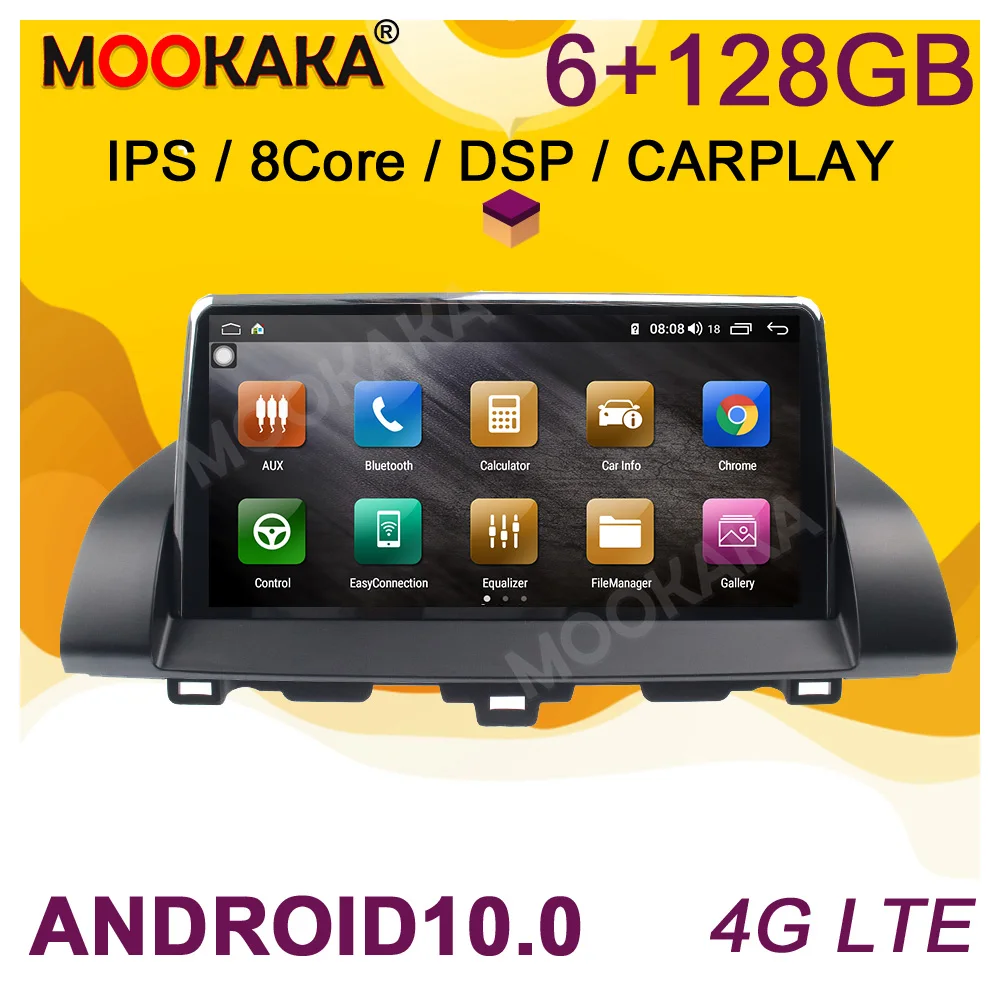 

Автомобильный GPS-навигатор Android 10,0 6 + 128G для Honda Accord 10 2018 2019, автомобильный стерео Мультимедийный Плеер, головное устройство DSP Carplay