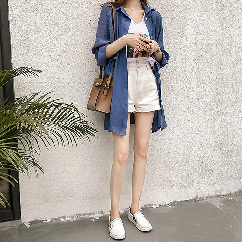 

Korean Loose Shirt Long Sleeve Chiffon Mid-Length Sunsn