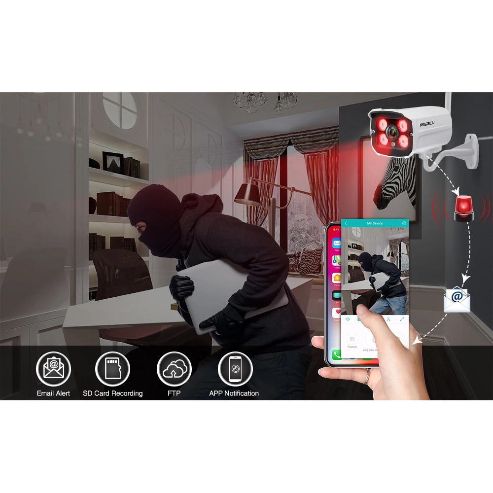 MISECU безопасности Видео IP камера аудио беспроводной 1080P 720P Металл Открытый Водонепроницаемый P2P CCTV камера ночного видения SD слот для карты