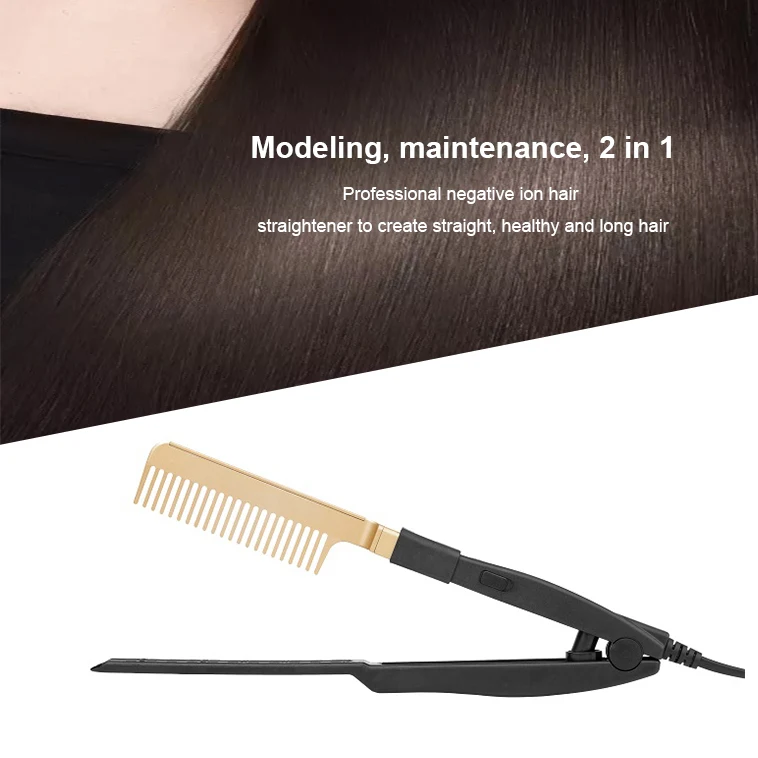 

Portable Straightener Comb Electric Hair Straightener Hair Curler Wet Dry Use Hair Flat Irons Hot Heating Comb For Hair Styling