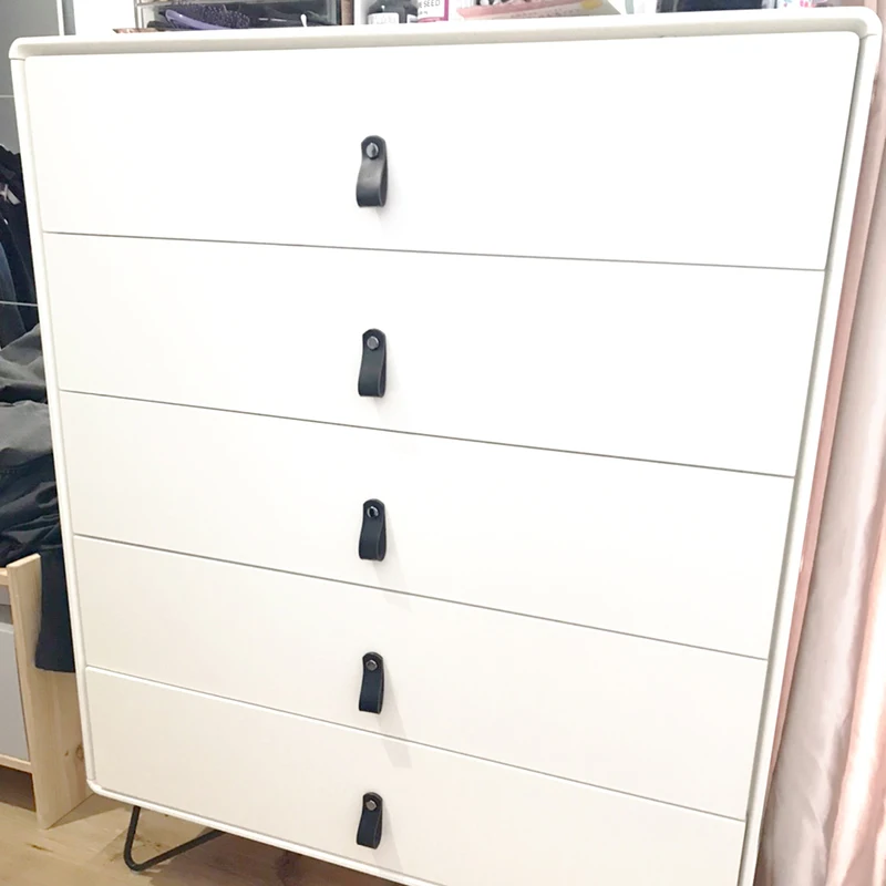 Черная кожаная ручка для шкафа в современном стиле ручки мебели ящика дверная