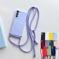 crossbody lanyard neck strap cord case for samsung galaxy a52 a72 a32 4g a12 s21 ultra s20 plus a51 a71 a50 matte silicone cover