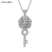 vanaxin mens pendant hip hop lion head key pendant necklace natural stones fashion couple jewelry for women gift