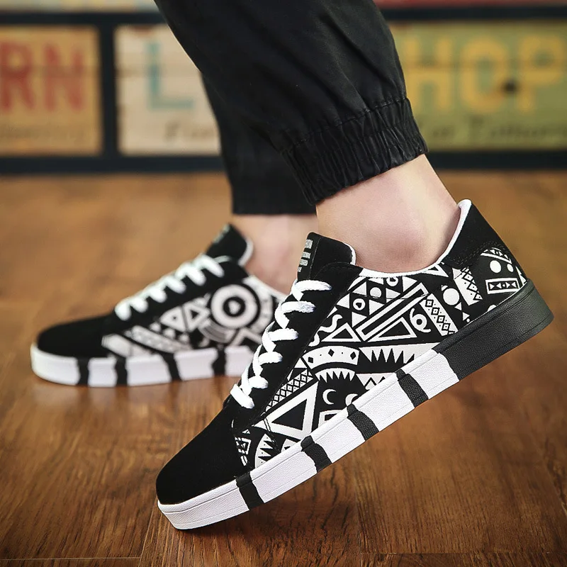 

New Men Casual Shoes Sneakers Men Lovers Printing Fashion Flat Tenis Masculino Vulcanized Shoes Zapatos De Hombre