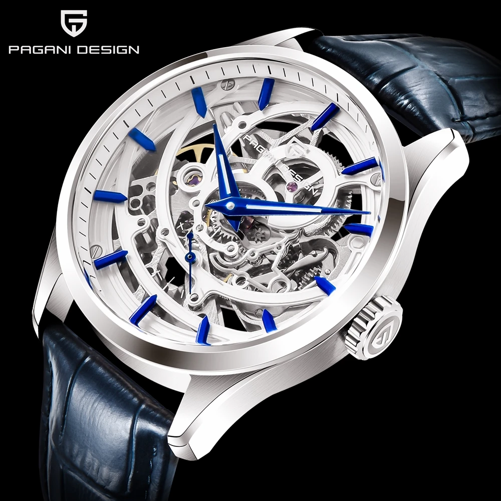 Часы скелетоны PAGANI Мужские механические брендовые модные автоматические