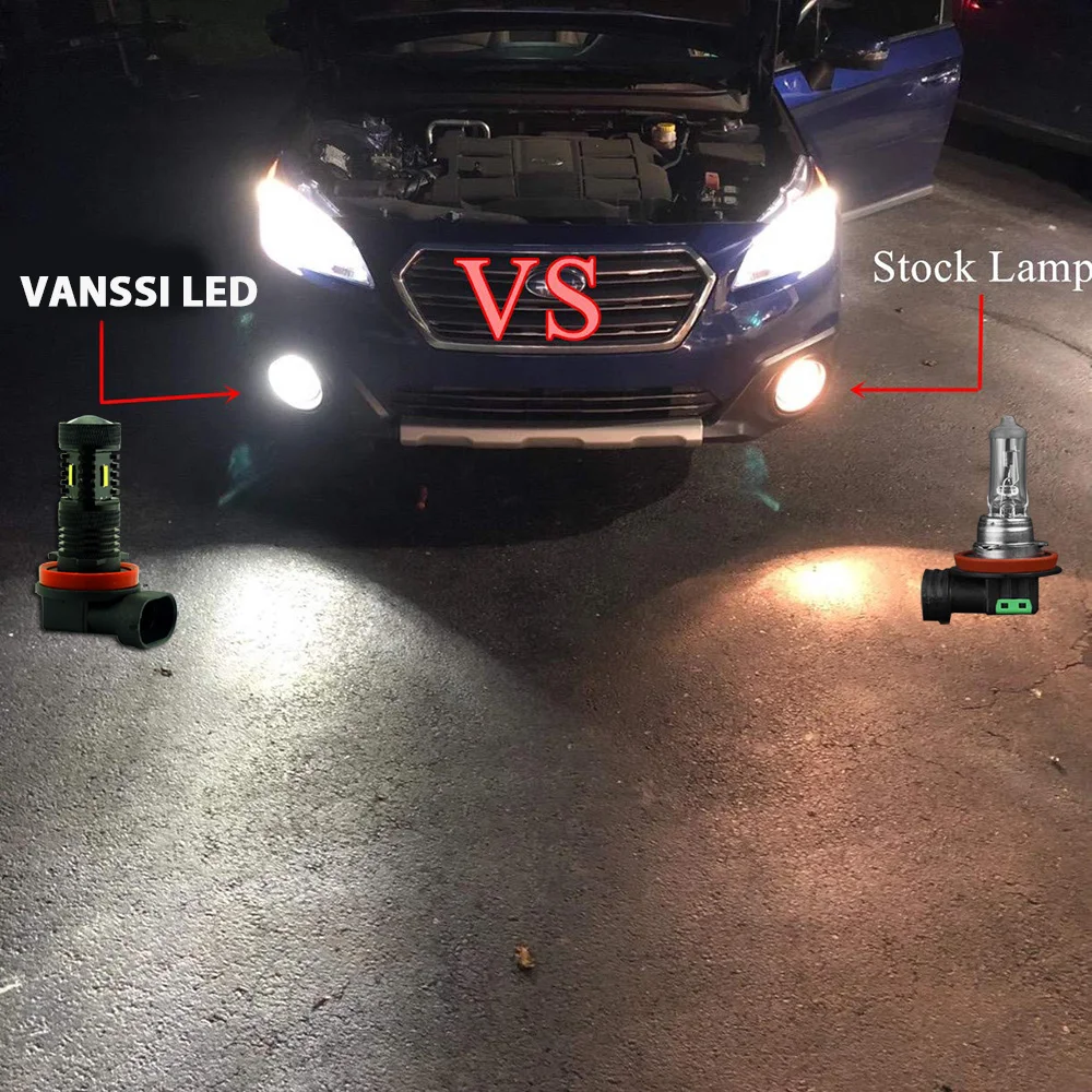 VANSSI 2 шт. H8 H16 H11 светодиодный противотуманный свет лампы H10 9145 9140 HB4 9006 6000K 2400LM с 4 Светодиоды с чипом CSP 12V холодный белый Замена лампы