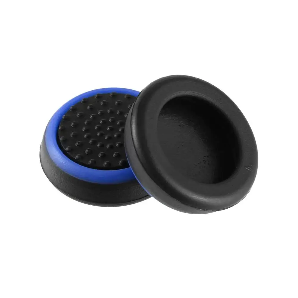 black-blue 2 шт Силиконовые аналоговые ручки для джойстика для Playstation 4 PS4 Pro Slim PS3 геймпад Thumbstick cap s Xbox 360 One Stick cap - Цвет: black-blue