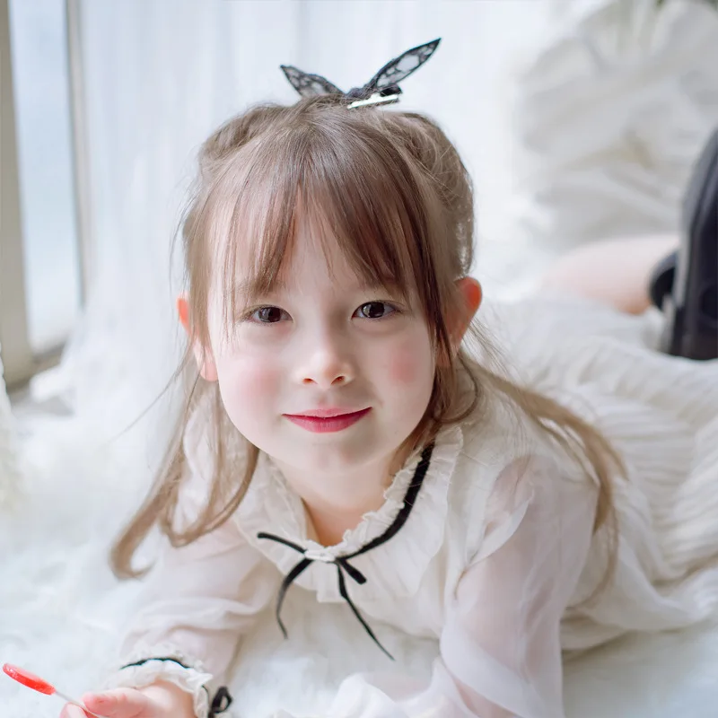 

Spring Girl's Dress Korean Chiffon Flash Long Sleeve Bowknot Gauze Xianqi Pleated Dress 2021 NEW