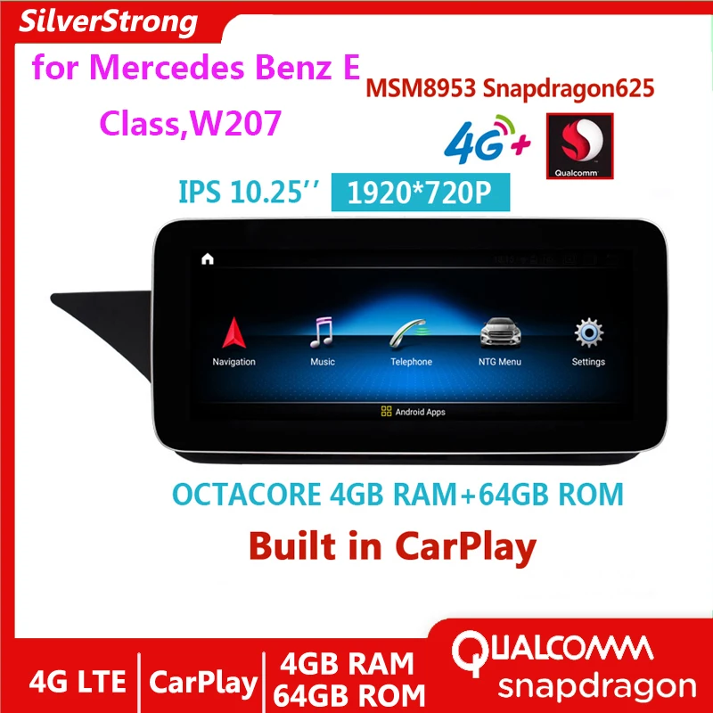 

Carplay Android 10 Snapdragon 4G LTE Автомобильный GPS-навигатор мультимедийный плеер для Mercedes Benz E Class W207,A207,C207,2009-2015