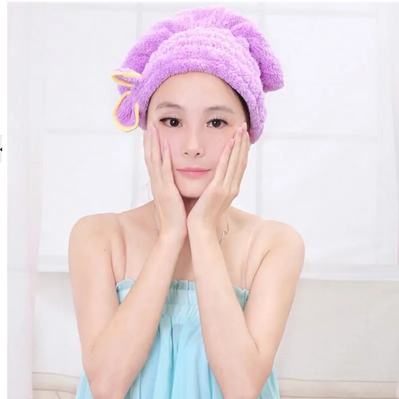 Home Textile Dry Hair Hat Microfiber Turban Quickly Wrapped Towel Bathing Cap | Красота и здоровье