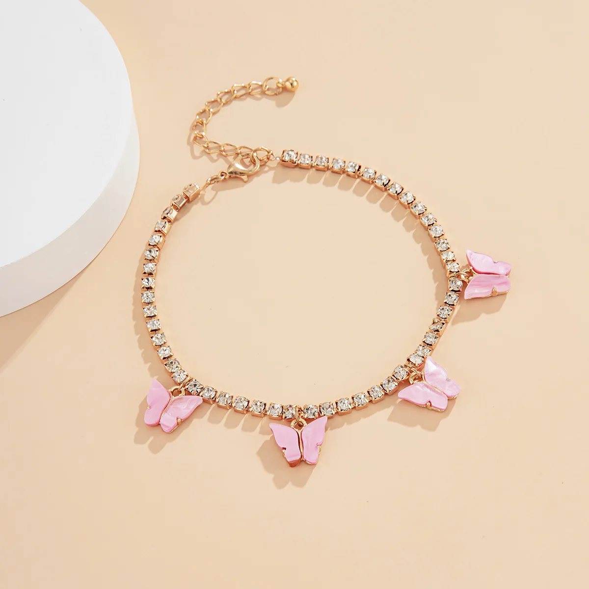 Ladies Butterfly Anklet Bracelet Rhinestone Gold Fashion Leg Bracelet Beach Accessories Anklet Woman New Jewelry