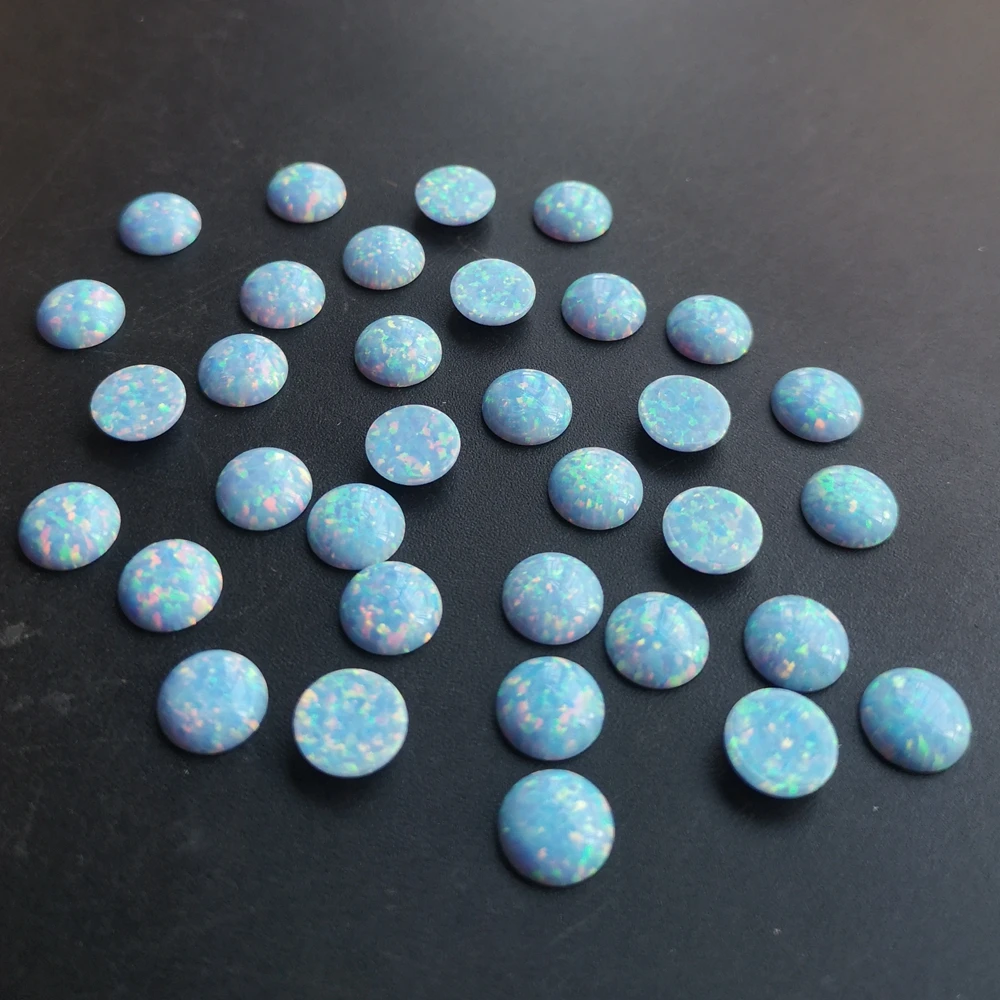 50 шт./лот 8 мм синтетический круглый кабошон огненный опал для ювелирных изделий