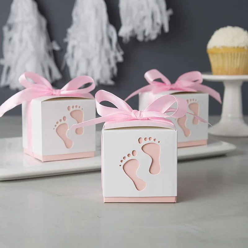 

Коробка для сладостей голубая, розовая, 100 шт., для мальчиков и девочек, для вечеринки в честь первого года рождения, объявление беременности ...