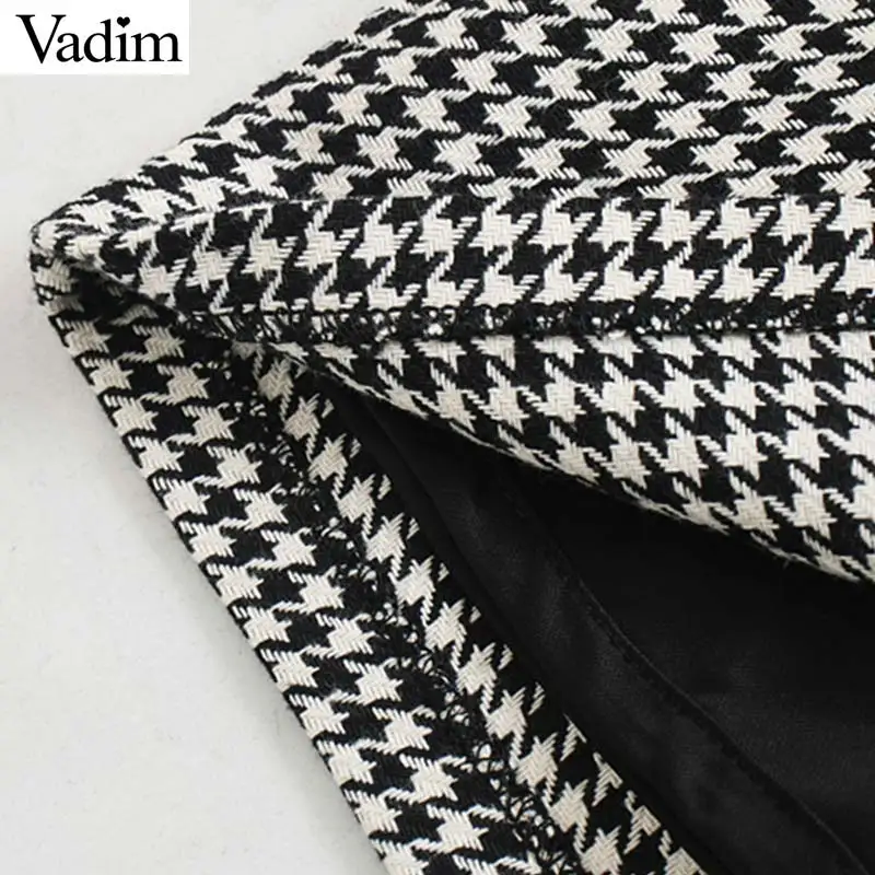 Женская клетчатая мини-юбка Vadim Ретро стиль винтажная офисная одежда на молнии