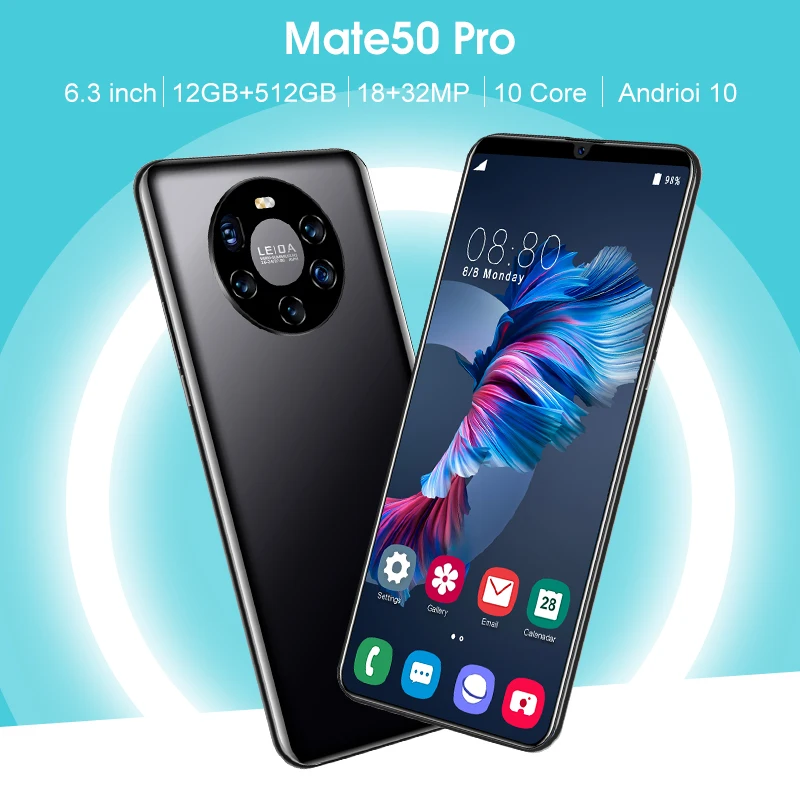 

Global Version Mate50Pro 6.5 Inch 12GB RAM 512GB ROM 18+32MP Andriod 10 Smartphones 10 Core Really MTK6537 Dual SIM 5G Cellphone