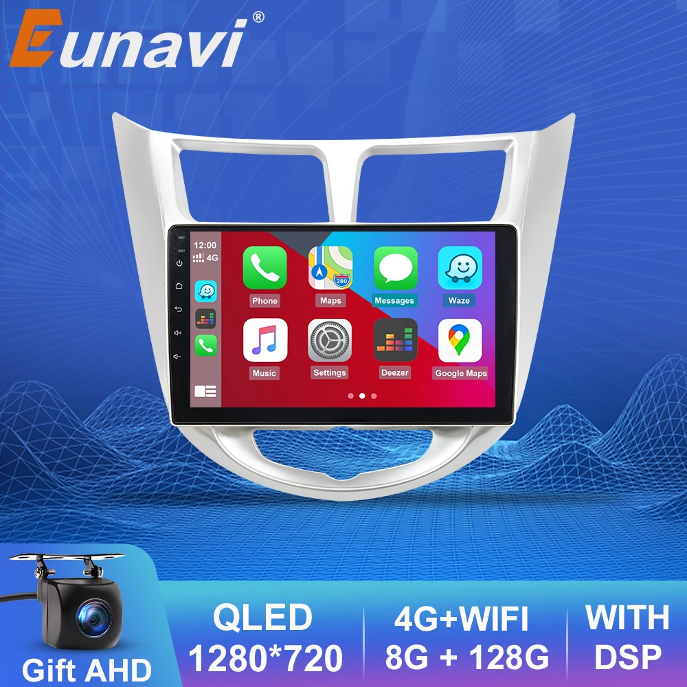 

Автомагнитола Eunavi 2 din Android для Hyundai Solaris Accent i25 2010 - 2016 Carplay DSP 4G Автомобильная Мультимедийная система GPS Авторадио QLED 128G