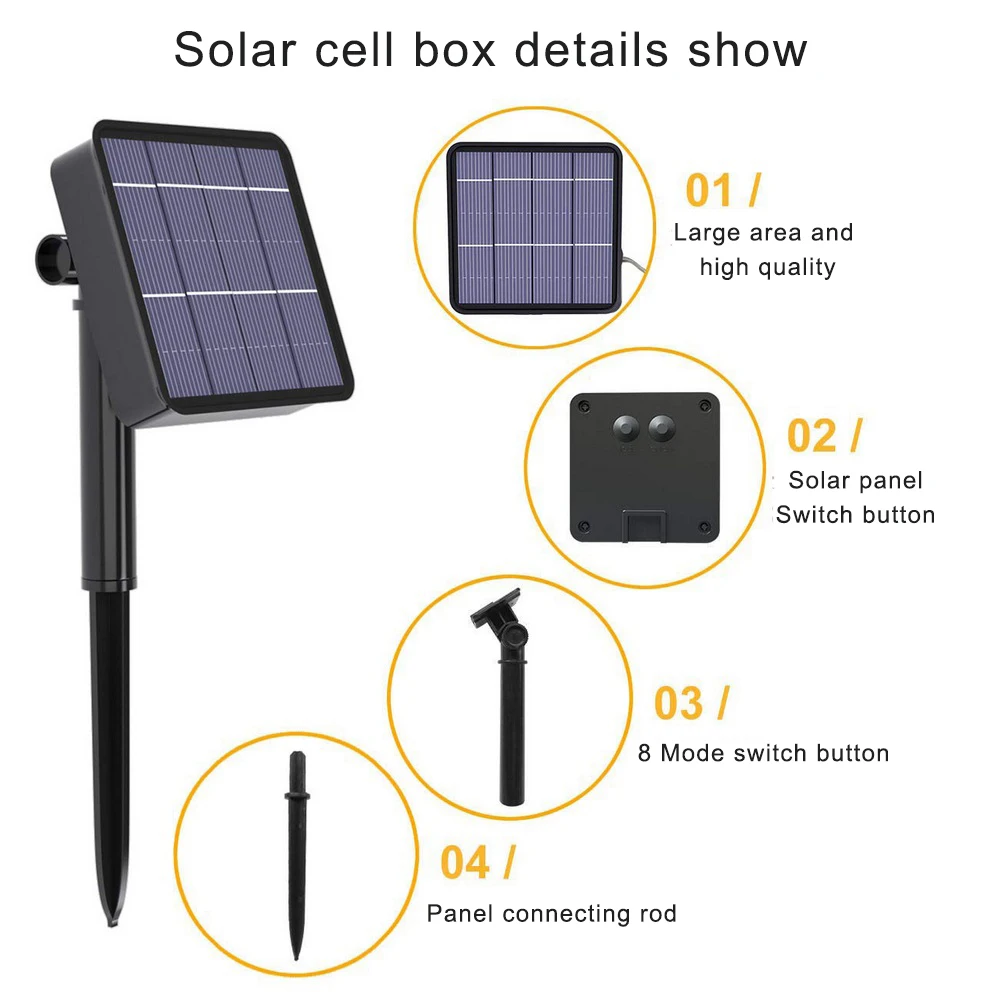 

2020 New Solar Light String PVC Flexible Wire Copper Wire Lamp 10 Meters 100 Lights Waterproof Garden Lawn Lamp