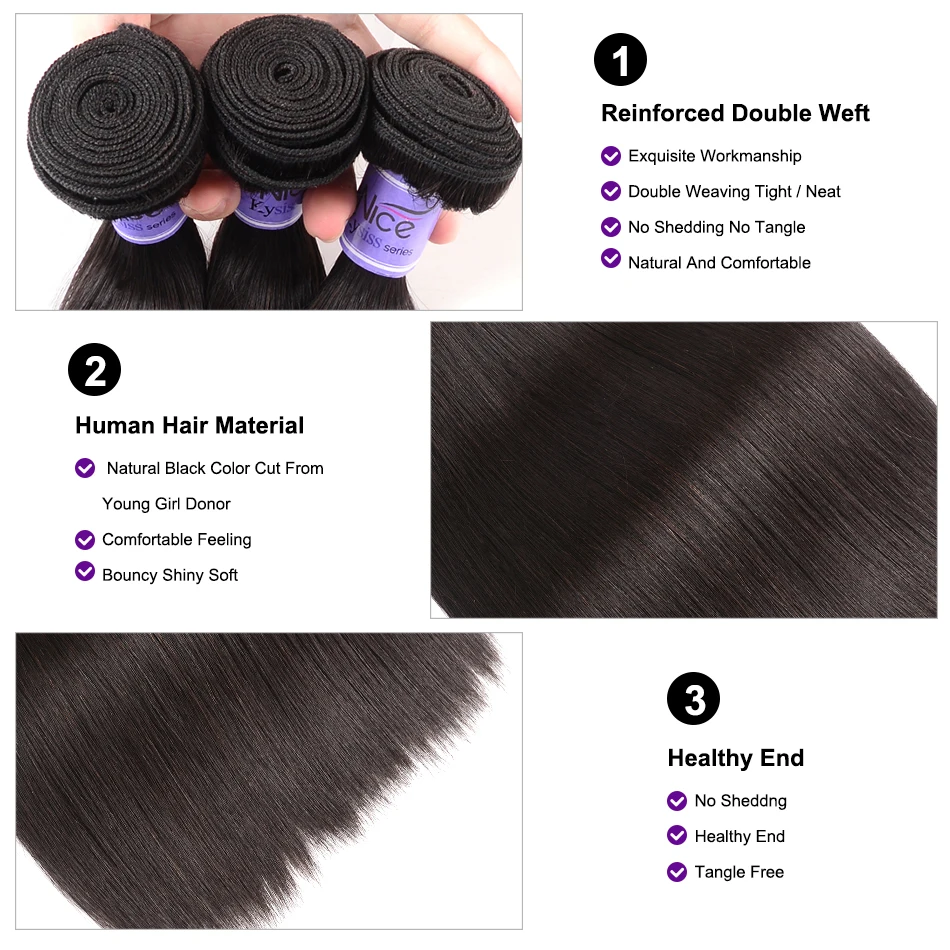 Волосы UNICE Kysiss серии перуанские человеческие волосы пряди с закрытием 8-30