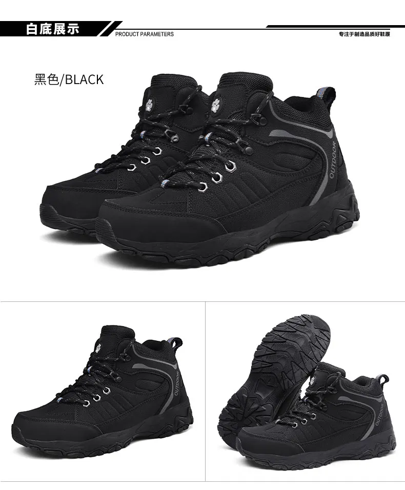 MANLI Genuine Leather Men Outdoor Hiking Shoes Winter With en Leather Boots Waterproof Mountain Climbing Hunting Boots