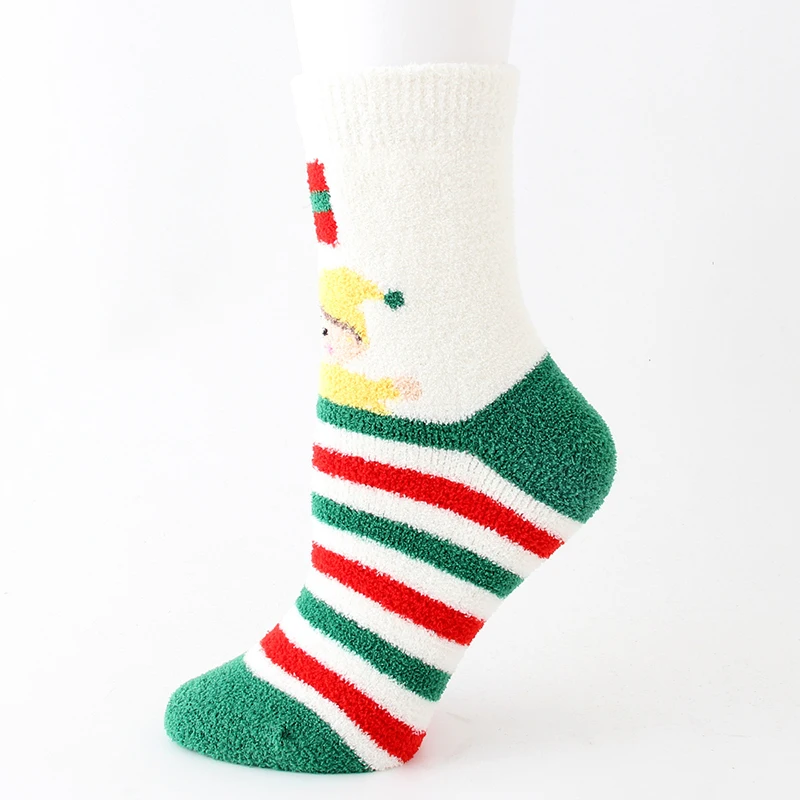J Cotton Socks Cute Funny Women Sock Colorful Cartoon Kawaii Santa Elk Socks Christmas Gift For Girls Cute funny design#F - Цвет: J
