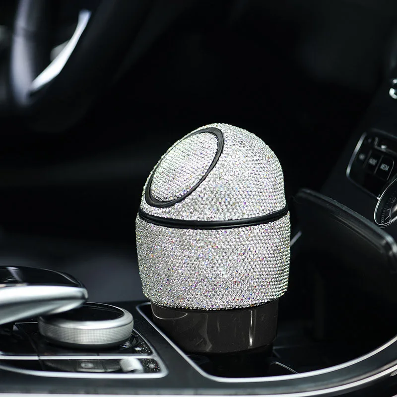 

Car Supplies Full Diamond Multifunctional Car Trash Rubbish Can Container Storage Box Garbage Waste Box Center Console Bottle