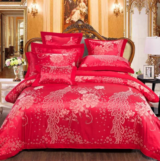 

European cotton satin jacquard wedding four-piece suit