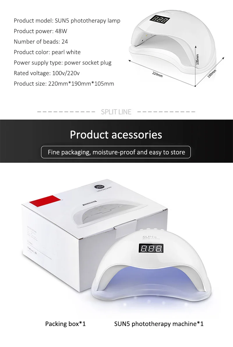 SWOISS 48W UV LED Lamp Nail Dryer For All Gels Polish Sun Light Infrared Sensing Timer Smart LCD Display Manicure