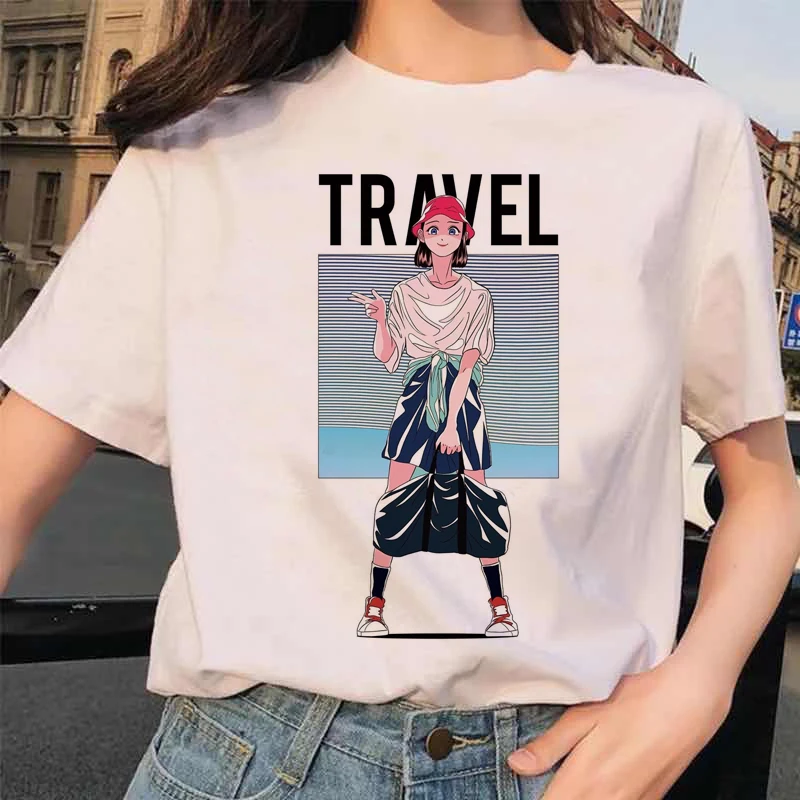 

T shirt Women Anime girl print Funny summer white tshirt Fashion Hipster Harajuku Tees Thin section T-shirt female Tops clothing
