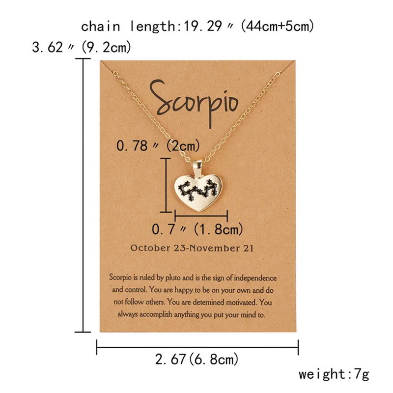 Ожерелье женское с подвеской в виде сердца знака зодиака | Украшения и аксессуары