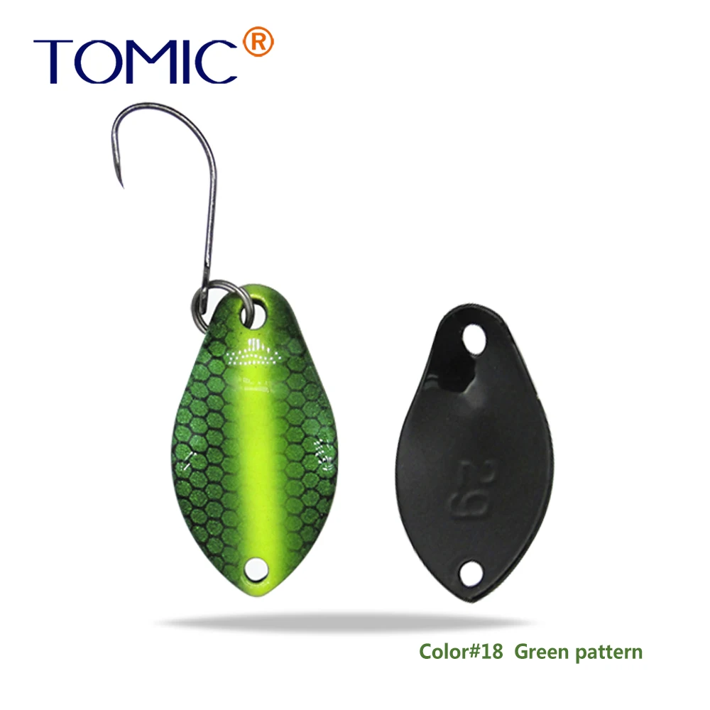 green pattern Томик 2 г микро рыболовные приманки латунные форели ложки металлические приманки воблер форель зона pesca Спиннер приманка - Цвет: green pattern