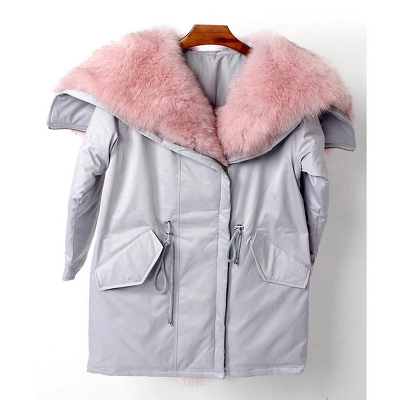 

Real Fur Coat Angel Wing Pie Overcome Fox Fur Collar Butterfly Wing Down Jacket Liner 2021 Winter