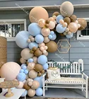 Воздушные шары-гирлянды арочный комплект 137 ПК Teddy Bear Baby Shower синий и Кофе латексные шары для Oh малыш душ Мальчики 1st День Рождения Декор