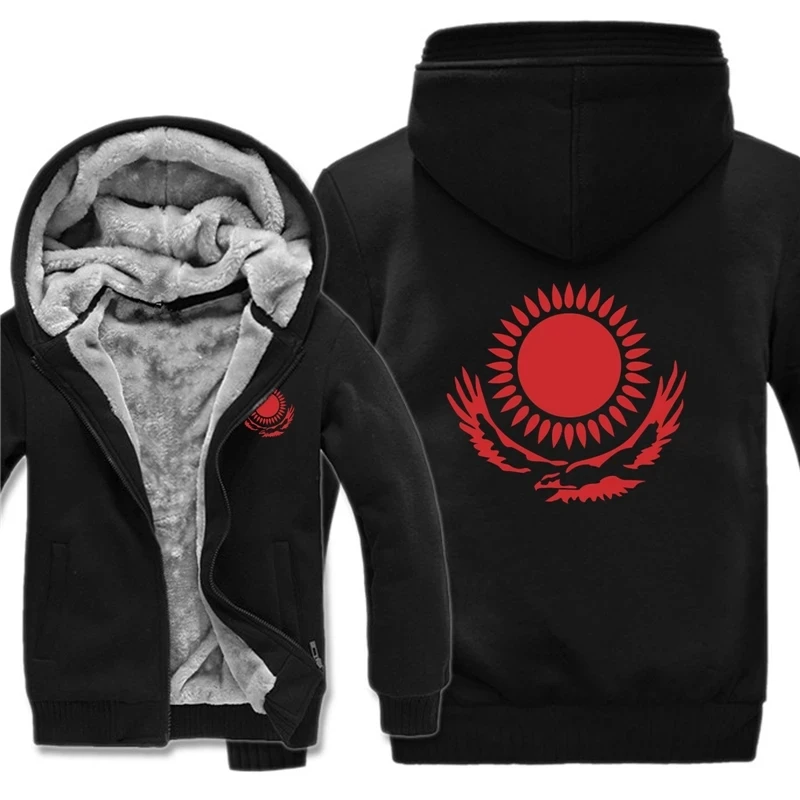 

Winter Fashion Large Sweatshirts Kazakhstan flag Hoodies Homem 5xl Streetwear Jacket Long Sleeve Hoodie Male Thick Men Top Coat
