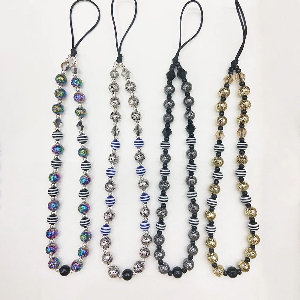 

Fashion New Color Short Mobile Phone Chain Crystal Resin Stripe Mobile Phone Pendant
