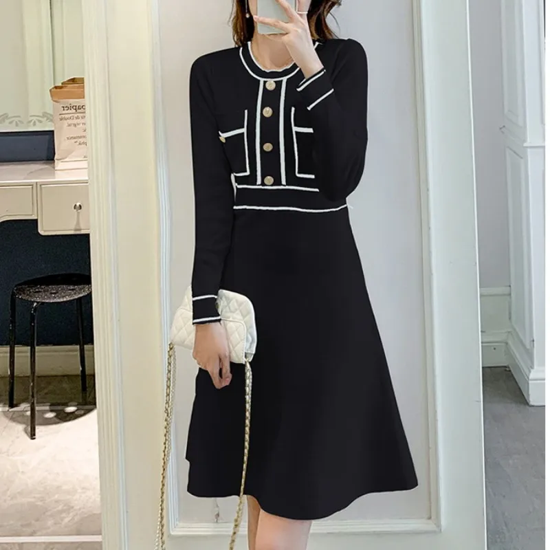 

Женское трикотажное платье-свитер с длинным рукавом, на осень/зиму