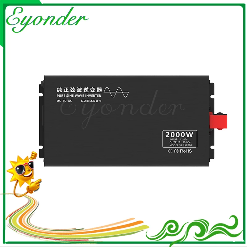 

12v 24v 48v 60v 72v to 100v 110v 115v 120v 125v 200v 210v 220v 230v 240v dc to ac power inverters 2000w Pure Sine Wave converter