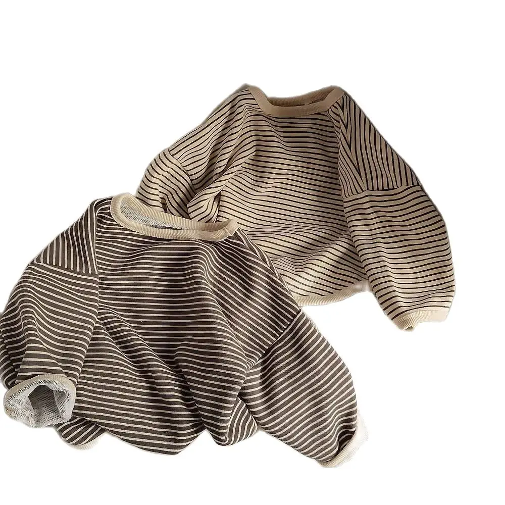 

VIDMID Children's T-shirt Korean children's striped sweaters baby kids girls loose long sleeve top spring Autumn New tops P5062